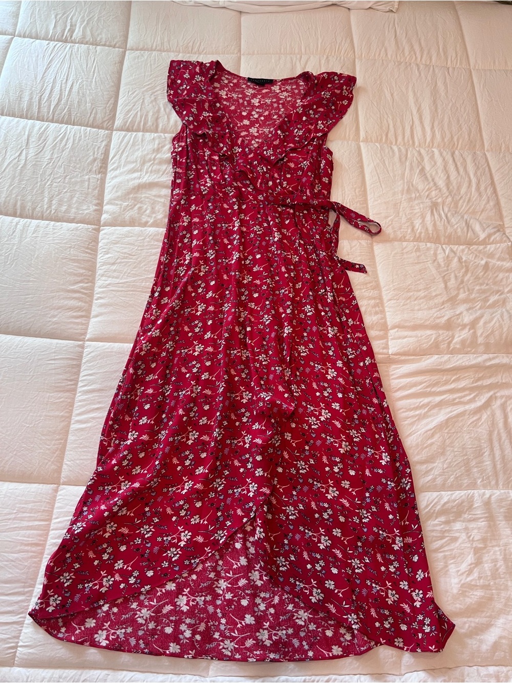 Sanctuary Red Floral Maxi Wrap Dress